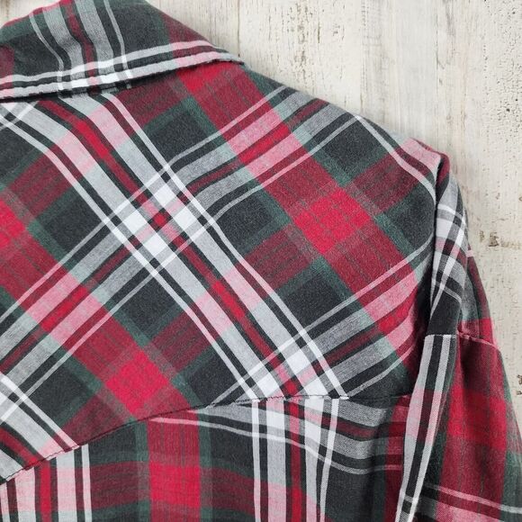 Wrangler Snap Down Long Sleeve Shirt Red Plaid Size XXL - Picture 9 of 9